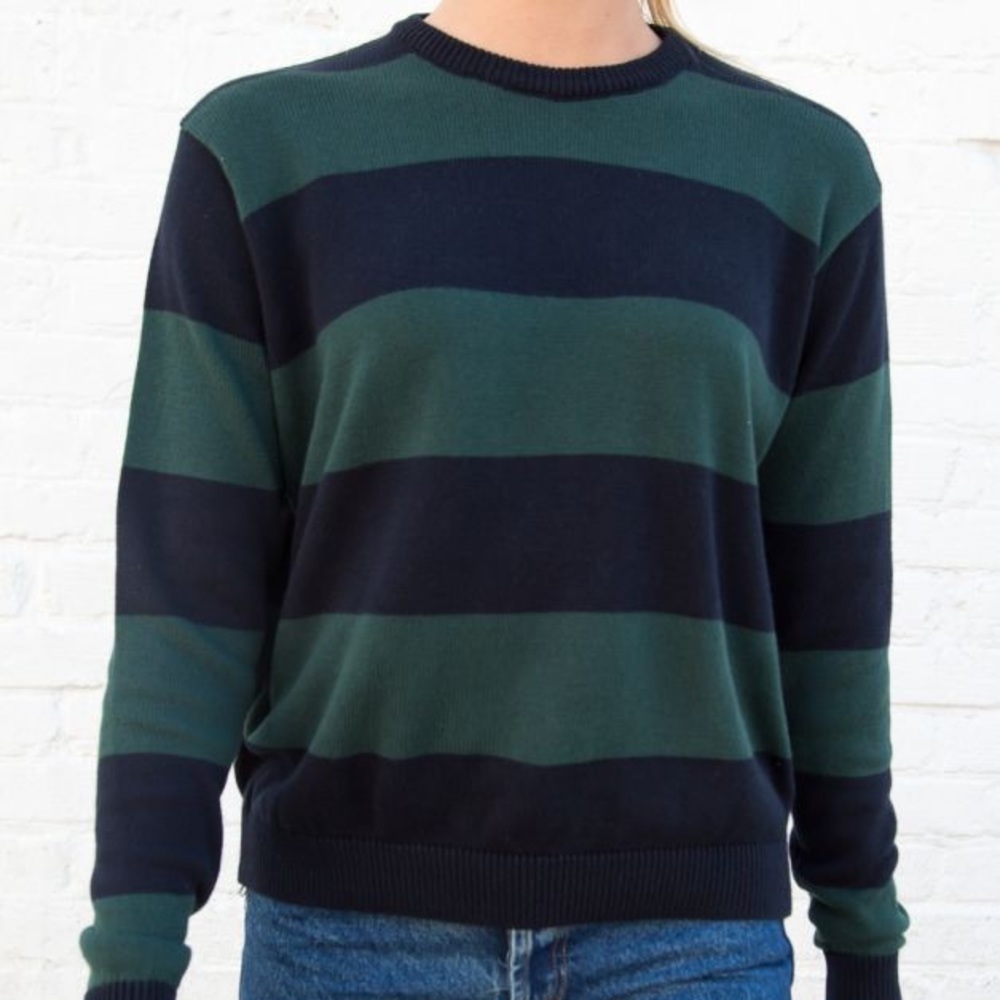 brandy cropper sweater, black and dark green